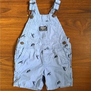 OshKosh B'gosh Blue Dinosaur Print Overalls Size 12M